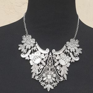Silver Tone Statement Necklace
